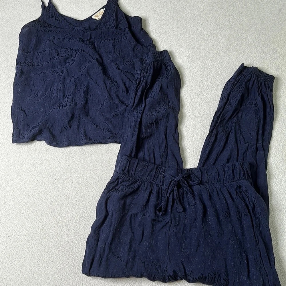 NATION LTD Matching Navy Leopard Set: Aya Cami & Fremont Un-Jogger